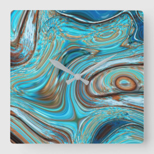 boerderij blauwgroen blauw Woodgrain turquoise swi Vierkante Klok