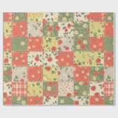 Boerderij Bloemen Patchwork Patroon Cadeaupapier (Vlak)