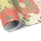 Boerderij Bloemen Patchwork Patroon Cadeaupapier (Rol Hoek)