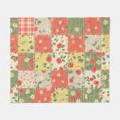 Boerderij Bloemen Patchwork Patroon Fleece Deken (Voorkant (Horizontaal))