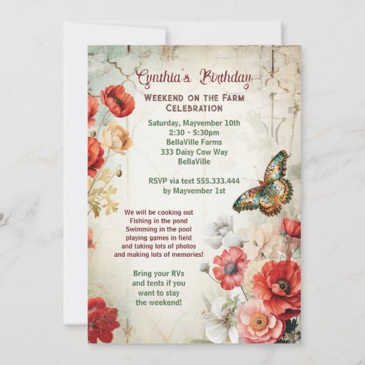 Boerderij Bloemen Vers Feest Kaart (Achterkant)