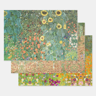 Boerderij & bloementuin & berk van Gustav Klimt Inpakpapier Vel