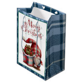 Boerderij Blue Buffalo Plaid Waterverf Red Gnome Medium Cadeauzakje (Voorkant Gekanteld)