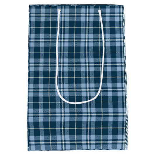 Boerderij  Blue Gingham Plaid Christmas Medium Cadeauzakje (Achterkant)