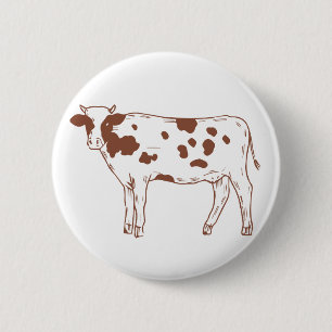 Boerderij Boer Bruine Witte Vaars Schattige Koe Ronde Button 5,7 Cm