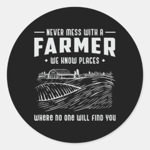 Boerderij Boer Landbouw Grappig Tractor Gift Ronde Sticker