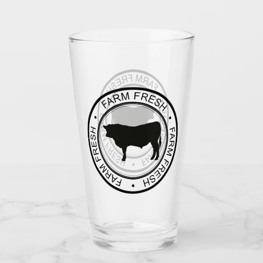 Boerderij Boerderij Fresh Bull Koe Silhouette Glas (Voorkant)