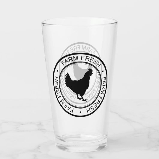 Boerderij Boerderij Fresh Hen Silhouette Glas (Achterkant)