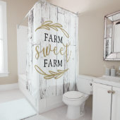 Boerderij Boerderij White Wood Country Farmhouse Douchegordijn (In situ)
