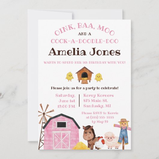 Boerderij, boerderijdieren, verjaardagsfeest van K Kaart (Voorkant)