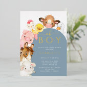 Boerderij Boezemvrienden Baby Shower Folie Uitnodiging (Staand Voorkant)