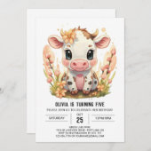 Boerderij Boho Barnyard Koe Birthday Kaart (Voorkant / Achterkant)