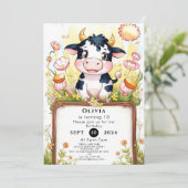 Boerderij Boho Koe Verjaardag Kaart (Staand voorkant)