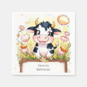 Boerderij Boho Koe Verjaardag Servet (Voorkant)