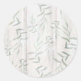 Boerderij Botanische Witte Houten Rustieke Bladere Ronde Sticker