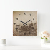 Boerderij Boy & Antiek Tractor Brown Vierkante Klok (Huis)