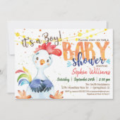 Boerderij Boy Baby shower Haan uitnodiging (Voorkant)