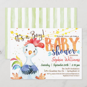Boerderij Boy Baby shower Rooster-uitnodiging Kaart