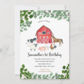 Boerderij Boy Birthday Invitation Greenery Kaart (Voorkant)