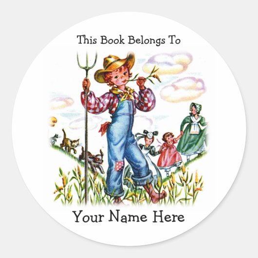 Boerderij Boy Bookplate Sticker (Voorkant)