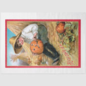 Boerderij Boy Carving Halloween Pumpkin Tissuepapier (Voorkant)