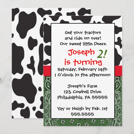 Boerderij Boy Geïnspireerde uitnodiging (Voorkant / Achterkant)