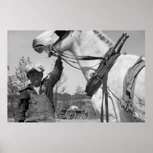 Boerderij Boy met Plow Horse, jaren '30 Poster