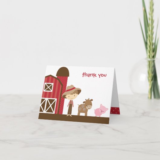 Boerderij Boy Note-Kaart Bedankkaart (Voorkant)
