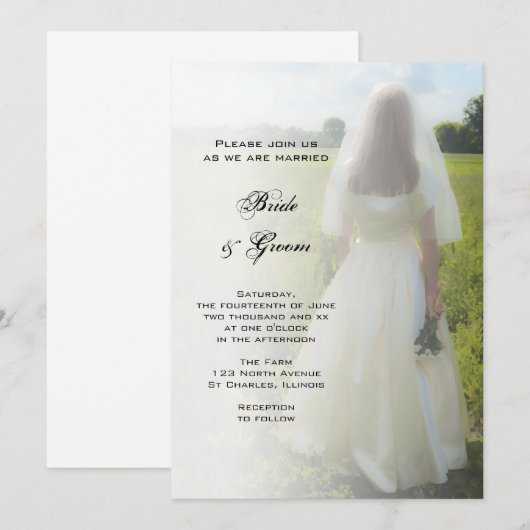 Boerderij bruid bruiloft uitnodiging (Voorkant / Achterkant)