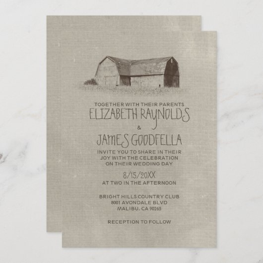 Boerderij bruiloft kaart (Voorkant / Achterkant)