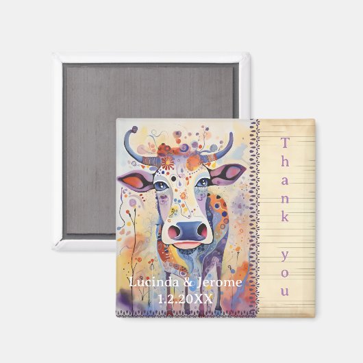 Boerderij bruiloft Koe Dank u Magneet (Voorkant / Achterkant)