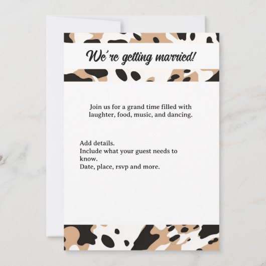 Boerderij bruiloft koe paarse kaart (Achterkant)