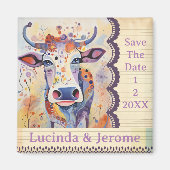 Boerderij Bruiloft Koe Save the Date Magneet (Voorkant)