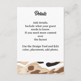 Boerderij Bruiloft Koeienhuid Print Informatiekaartje