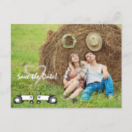Boerderij Bruiloft Save the Date Briefkaart: Volle Aankondigingskaart