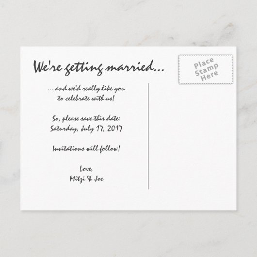 Boerderij Bruiloft Save the Date Briefkaart: Volle Aankondigingskaart (Achterkant)