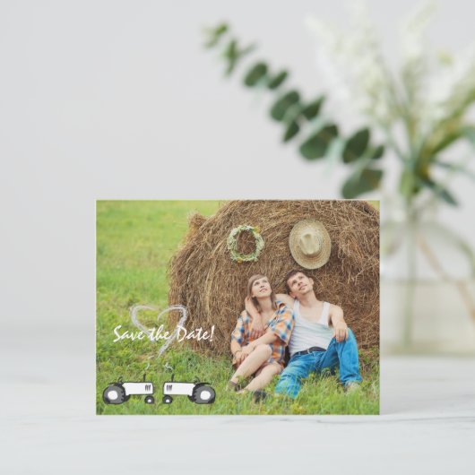 Boerderij Bruiloft Save the Date Briefkaart: Volle Aankondigingskaart (Staand voorkant)