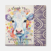 Boerderij bruiloft witte koe dank je magneet (Voorkant)