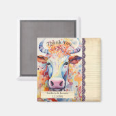 Boerderij Bruiloft Witte Koe Dank u Magneet (Voorkant / Achterkant)