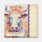 Boerderij Bruiloft Witte Koe Dank u Magneet (Voorkant)