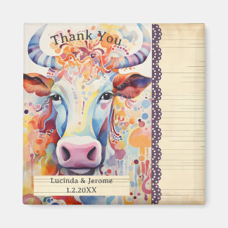 Boerderij Bruiloft Witte Koe Dank u Magneet