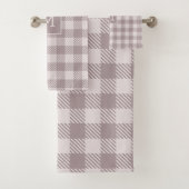 Boerderij Buffalo Check Plaid Beige Monogram Bad Handdoek (Insitu)