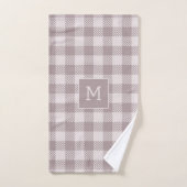 Boerderij Buffalo Check Plaid Beige Monogram Bad Handdoek (Handdoek)