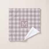 Boerderij Buffalo Check Plaid Beige Monogram Bad Handdoek (Wasdoekje)
