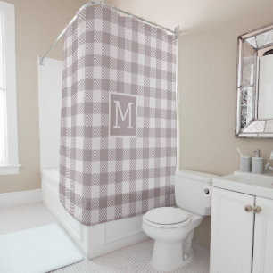 Boerderij Buffalo Check Plaid Beige Monogram Douchegordijn
