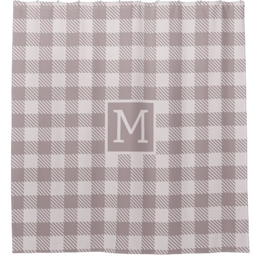 Boerderij Buffalo Check Plaid Beige Monogram Douchegordijn (Voorkant)