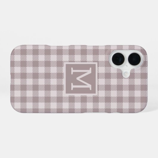 Boerderij Buffalo Check Plaid Beige Monogram iPhone 16 Hoesje (Achterkant horizontaal)