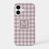 Boerderij Buffalo Check Plaid Beige Monogram iPhone 16 Hoesje (Achterkant)