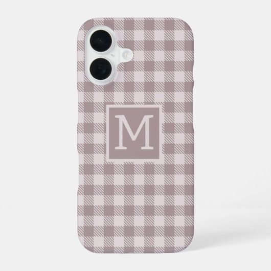 Boerderij Buffalo Check Plaid Beige Monogram iPhone 16 Hoesje (Achterkant)
