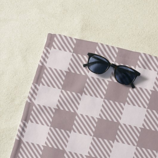 Boerderij Buffalo Check Plaid Beige Monogram Strandlaken (In situ)